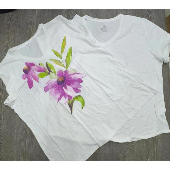 Just My Size White Purple Floral Shirt Bundle Women Size 3X - Picture 1 of 1